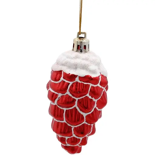 Прикраса-підвіска Chomik Шишки пластикова 9 см червоні 2 шт. (BAI5386) - фото 2