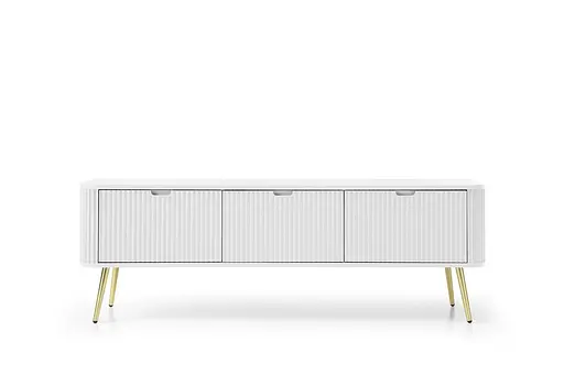 Тумба под телевизор Perfect Home Зова/Zova 3-дверная с золотыми ножками RTV168 Белый (PFH-091273)