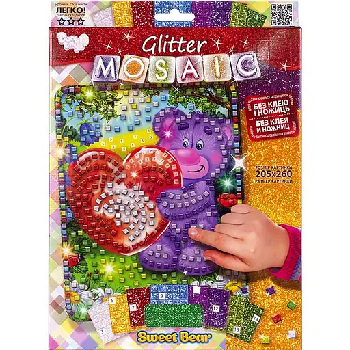 Креативное творчество "Блестящая мозайка" GLITTER MOSAIC БМ-03 Danko Toys, в коробке Sweet Bear Вид 5 - фото 1