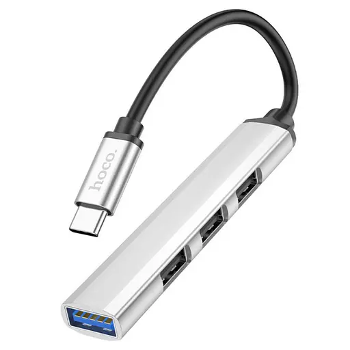 Кабель-переходник Hoco HB26 4 in 1 adapter(Type-C to USB3.0+USB2.0x3) серебристый - фото 1