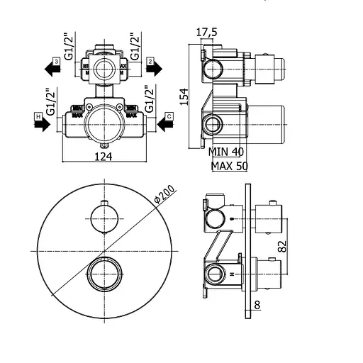 Термостат скрытого монтажа Paffoni Light LIQ 018 CR, Хром - фото 2