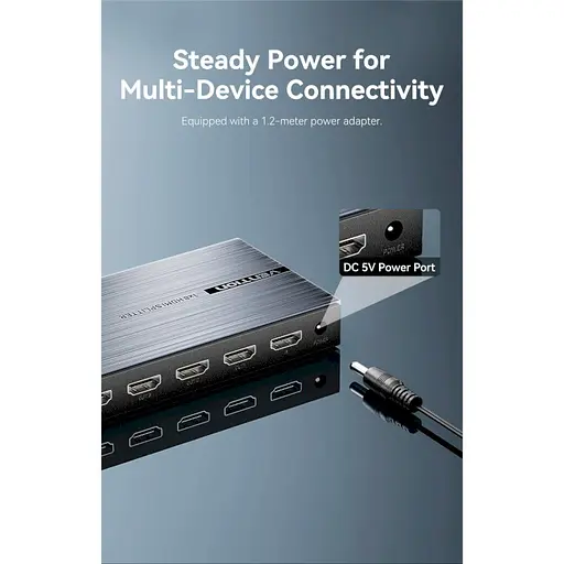 Сплітер Vention 4K 1x8 HDMI Splitter Black Aluminum Alloy Type EU Standard - фото 11