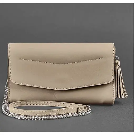 Жіноча шкіряна сумка Еліс світло-бежева Краст - фото 1