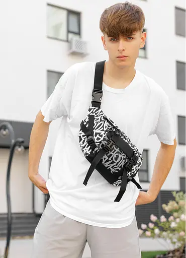 Большая мужская сумка бананка Sambag DynamicDart принт "Graphity" 38 × 21 × 7 см (80411715m) - фото 3