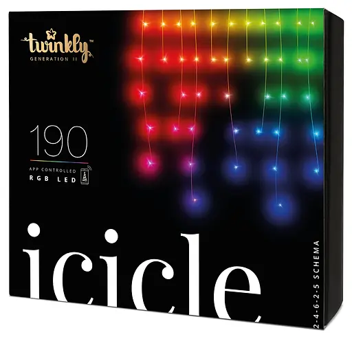 Twinkly Smart LED Гірлянда Twinkly Icicle RGB 190, Gen II, IP44, довжина 5м, кабель прозорий - фото 1