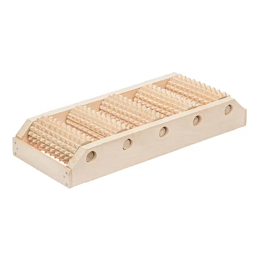 Масажер для ніг дерев'яний зубчастий на 5 роликів для однієї ноги 31х12.5х5 см, Woodly 84982 - фото 1