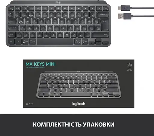 Клавіатура бездротова Logitech MX Keys Mini Wireless Illuminated Graphite (920-010498) - фото 7