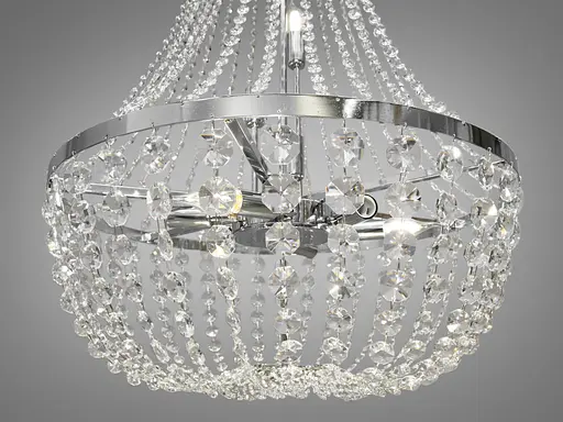 Дизайнерська кришталева люстра на 9 ламп, хром - фото 3