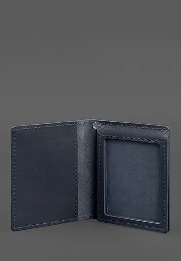 Кожаная обложка для удостоверения офицера ГНСУ (три кармана) синяя - фото 4