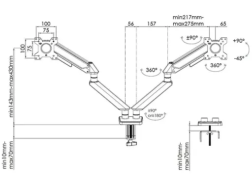 Кронштейн Anda Seat Stealth II Duo 17''-32'' Black AD-W-A6D-2S-BB - фото 6