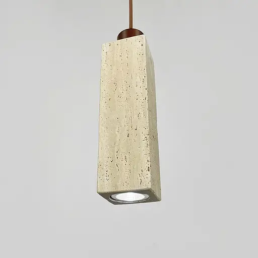 Світильник із підвісним травертиновим корпусом дерев'яною фурнітурою 6.5х6.5х28 см Line F ST003-65 x 230 - фото 6