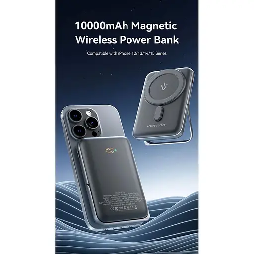 Павербанк Vention Magnetic Wireless Black 10 000 mAh / 20 Вт (FHNB0) - фото 6