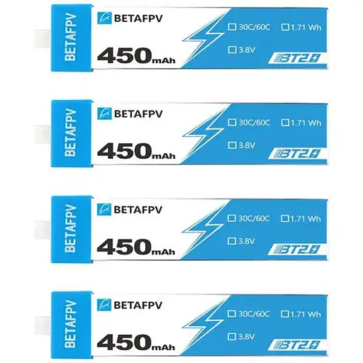Акумулятори BetaFPV BT2.0 4 шт 450 мАг 1S 30C для Cetus та Meteor Li-Pol