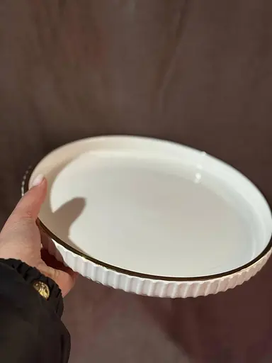 Керамическое блюдо 1573B для сервировки с декоративной подставкой 25 см - фото 4