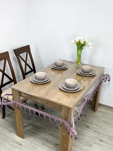 Скатертина силіконова з фіолетовою бахромою 200х140 см - фото 7