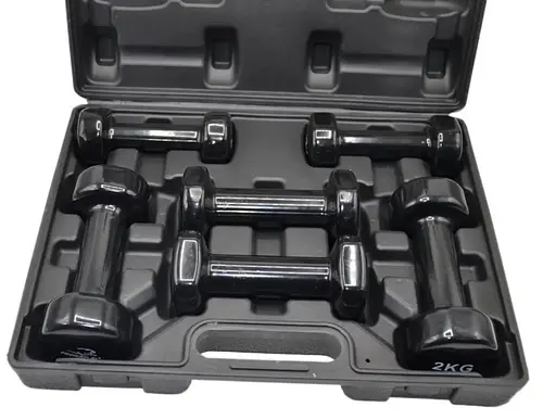 Набор гантелей в кейсе 9 кг. PowerPlay 4121 Fitness Dumbells (2 шт*1 кг, 2 шт*1,5 кг, 2 шт*2 кг) (PP_4121_9kg) - фото 2