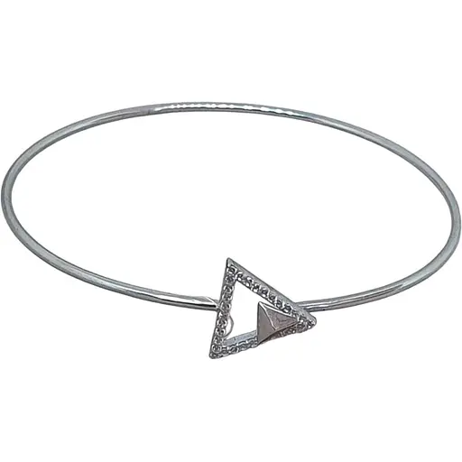 Серебряный жесткий браслет Qvaliz с фианитами. 905-00874