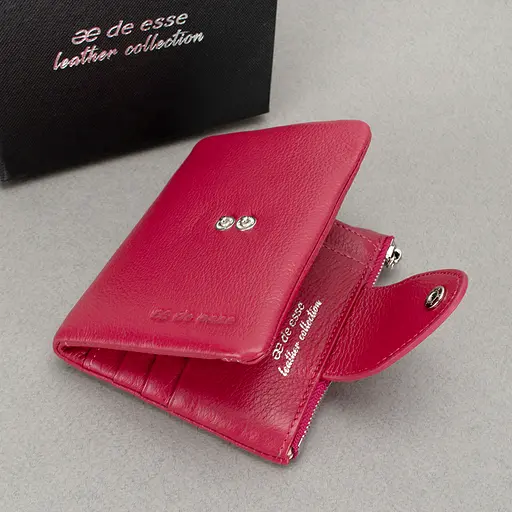 Гаманець жіночий шкіряний De Esse 14057-GD147 маленький малиновий - фото 3