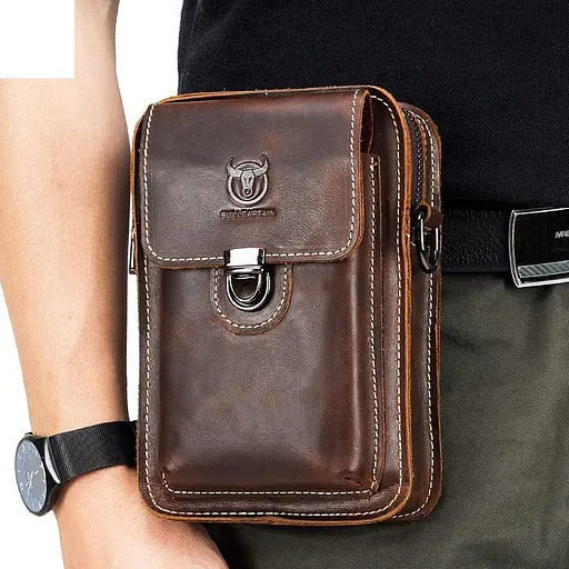 Чоловіча шкіряна сумка на пояс BULL 20х13,5х5 см sum0026655 - фото 6