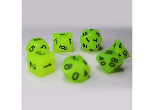 Набір кубиків Glow in the dark 7 Dice Set - Yellow , 7 шт. (g7dglow01) - фото 4