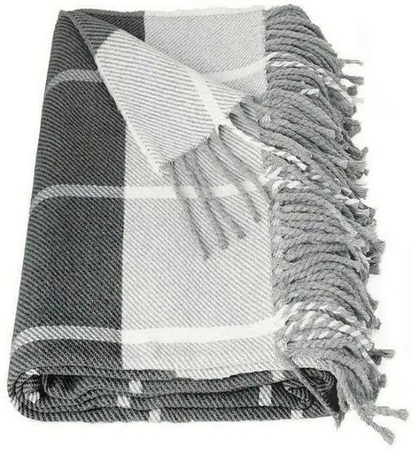 Плед бавовняний Vladi Валенсія Гаррі 200х220 білий-дим-сірий - фото 1