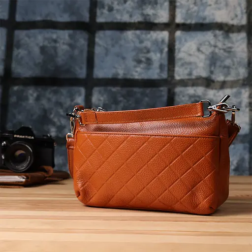 Женская сумка Vintage из натуральной кожи с двумя ремешками 25х16х8 см sum0027591 - фото 9