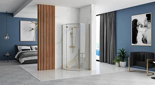 Душова кабіна Rea Diamond 100x100 gold REA-K6616, Золотий, Універсальна, прозорий - фото 5