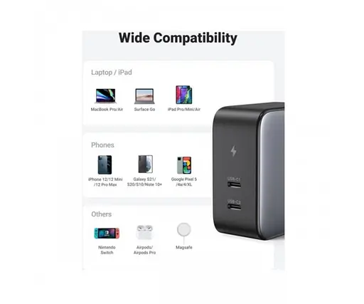 Зарядний пристрій Ugreen CD254 100 W Smart Charger євровилка (50327) - фото 6