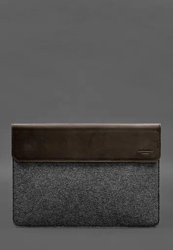 Чехол-конверт BlankNote с клапаном кожа+фетр для MacBook 13" Темно-коричневый Crazy Horse - фото 2