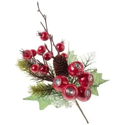 Флористический декор 24 см Искусственные материалы для декора и флористики с ягодами Красная - фото 1