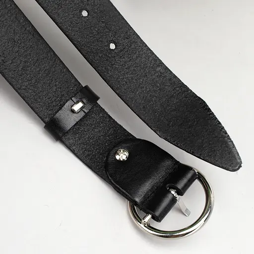 Ремень женский кожаный с круглой пряжкой JK-3542 черный (125 см) Black - фото 5