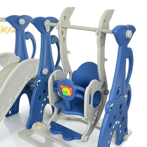 Дитяча гірка-гойдалка BAMBI WM19083A-4 з баскетбольним кільцем, ш148-г180-в110см, синя - фото 5