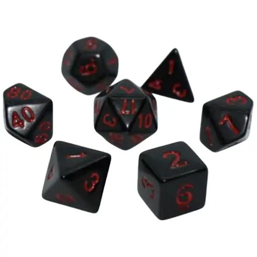 Набір кубиків Opaque 7 Dice Set - Black (w-red) , 7 шт. (g7dopaq08) - фото 1