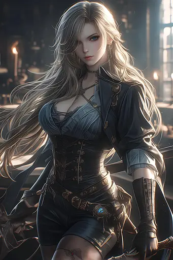 Деревянный пазл Девушка пират, А2, Картонная коробка 300+ элементов