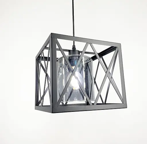 Підвісний світильник у геометричному чорному каркасі Line.F Колір плафона Графітовий - фото 5
