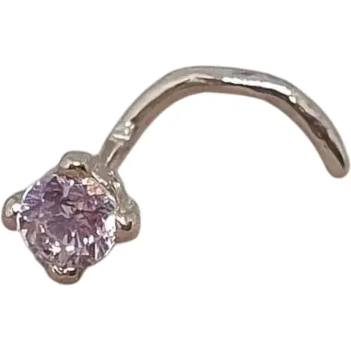 Золота сережка-пірсинг Dear в ніс Dear з фіанітом. 1017.1 Рожевий (світлий)