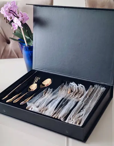 Набор столовых приборов A-Plus 1421 Gold 6 персон 24 Золотой - фото 2