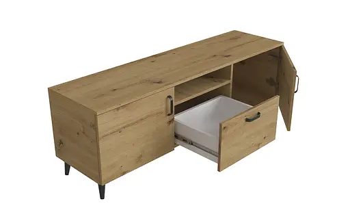 Тумба Лестер на конусных ножках Ferrum-decor 48x139x38 Черный металл ДСП Дуб Артизан 16 мм (FRD-106808) - фото 4