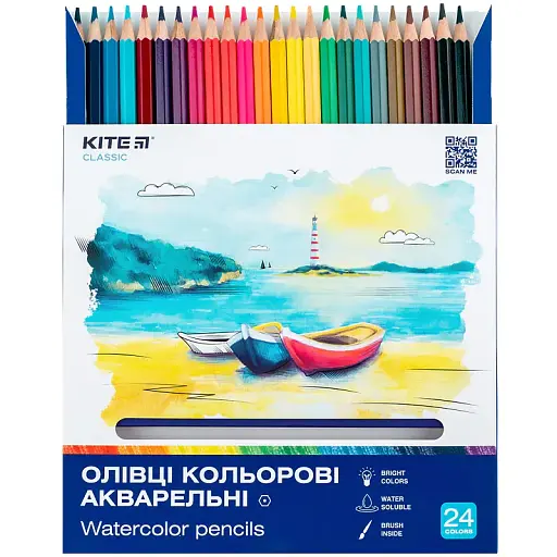 Олівці кольорові акварельні Kite Classic 24 шт. (K-1050)