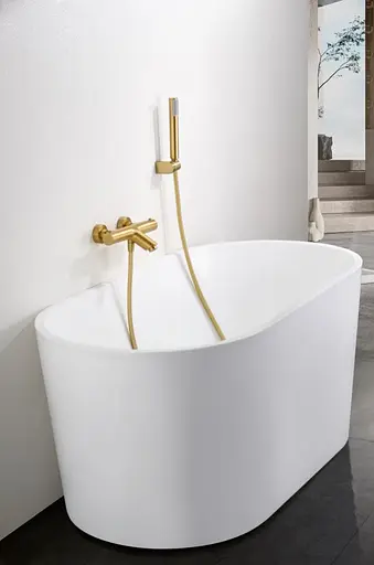 Термостатический смеситель для ванны Imex Monza с душевым набором PVD матовое золото BTM039-4OC Золотой - фото 3