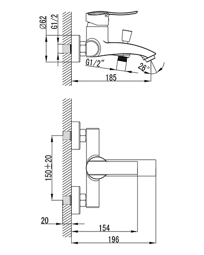 Смеситель для ванны Imprese Nova Vlna 10135 Хром - фото 2