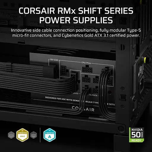 Блок питания Corsair RM1000x 1000W ATX 3.1 80+ Gold (CP-9020300-EU) - фото 5