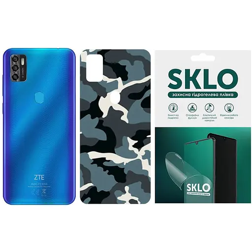 Захисна плівка SKLO Back тил Camo для ZTE Blade A5 2020 Блакитний / Army Blue