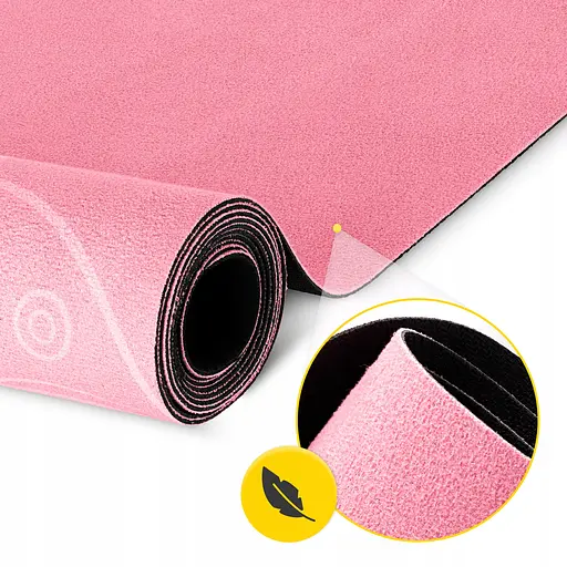 Коврик (мат) спортивный 4FIZJO замша 183 x 61 x 0.15 см для йоги и фитнеса Pink (P-5905973404419) - фото 3