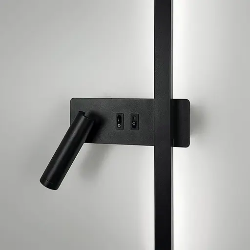 Чорне лінійне бра 65 см зі спотом зліва та 2-ма вимикачами Арт. WB 121/600 L BK Line F - фото 2