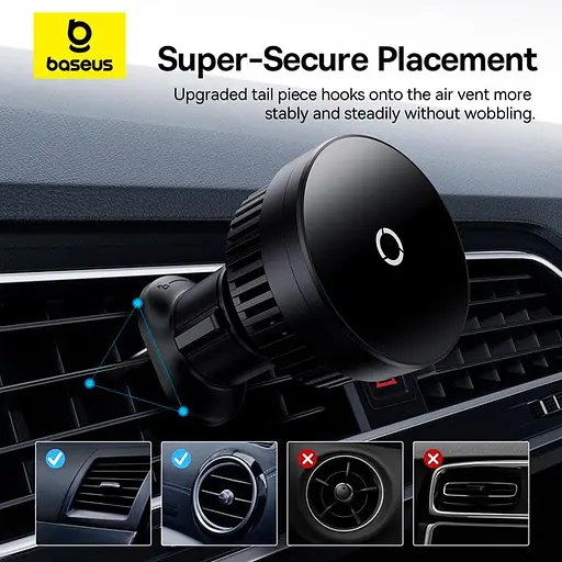Беспроводное зарядное + держатель для авто Baseus MagPro Series Magnetic Wireless Air Vent 15W C40164100121-00 - фото 7