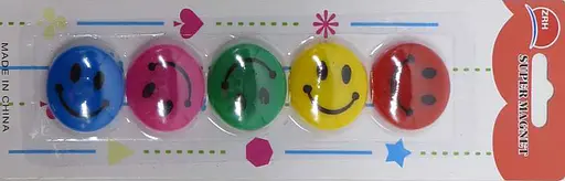 Магнітка Смайл різнокольоровий, 30 мм, 5 шт.