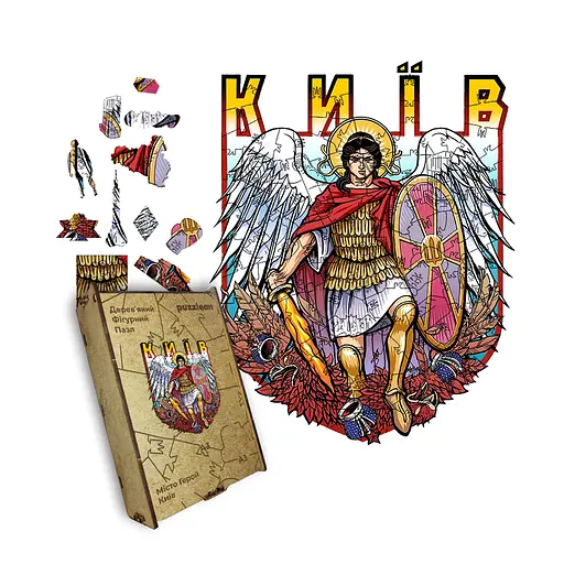 Пазл деревянный Город-Герой Киев, А4, Деревянная коробка 100 элементов