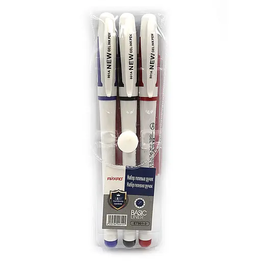 Набір гелевих ручок, 3 кольори, 0.5 мм, грип, Айхао (українською)