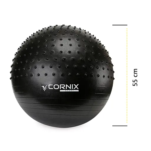 Мяч для фитнеса (фитбол) Cornix 55 см полумассажный Anti-Burst Black XR-0458 - фото 8